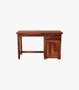 Clambrey Sheesham Wood Computer Table with Two Drawers and Cabinet (Honey Finish) - Image 2