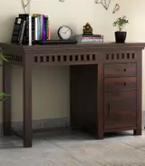 Arolph Sheesham Wood Computer Table with Drawer Storage (Walnut Finish) - Image 2