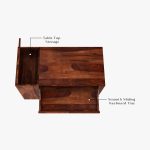 Alkin Study Table with Keyboard Tray and Side Storage (Honey Finish) - Image 2