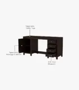 Bransom Sheesham Wood Computer Table with Four Drawers and Cabinet (Walnut Finish) - Image 2