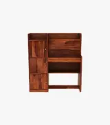 Canady Sheesham Wood Computer Table with Three Cabinets and Open Shelves (Honey Finish) - Image 2