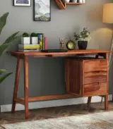 Elvina Sheesham Wood Computer Table with Drawer Storage (Honey Finish) - Image 2