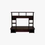 Gordon Sheesham Wood Wall Mounted Study Table with Open Shelves (Walnut Finish) - Image 2