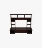 Gerdon Sheesham Wood Wall Mounted Study Table with Open Shelves (Walnut Finish) - Image 2