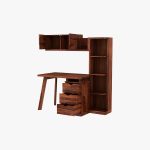 Grande Study Table With Three Drawers & Bookshelf (Honey Finish) - Image 2