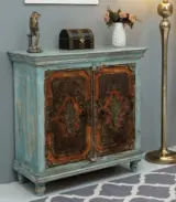 Ceazer Solid Mango Wood Sideboard and Cabinet (Two Tone Blue Finish) - Image 2