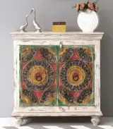 Liker Solid Mango Wood Sideboard and Cabinet (Two Tone White Finish)