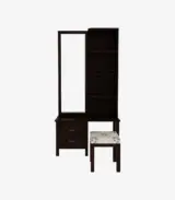 Edmina Sheesham Wood Dressing Table with Storage Drawer and Cushioned Seating Stool (Walnut Finish) - Image 2
