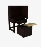 Telner Sheesham Wood Dressing Table with Storage Cushioned Seating Stool (Walnut Finish) - Image 2