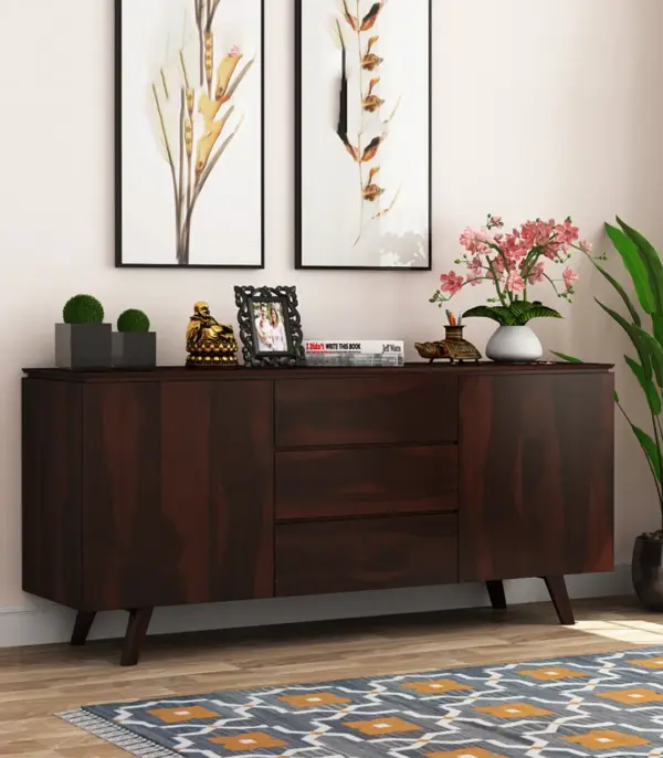 Holet Sheesham Wood Sideboard and Cabinet (Walnut Finish)