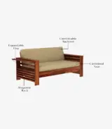 Meltro Sheesham Wood Sofa Set with 3+1+1 Seating (Honey Finish) - Image 4