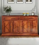 Celton Sheesham Wood Sideboard and Cabinets Two Drawers (Honey Finish) - Image 2