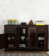 Mendos Sheesham Wood Sideboard and Cabinet (Walnut Finish) - Image 2