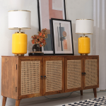 Rubin 4 Door Mango Wood & Cane Door Cabinets and Sideboard - Image 2