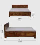 Elfa Sheesham Wood King Size Bed with Box Storage (Honey Finish) - Image 2