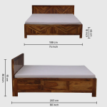 Alpha Sheesham Wood King Size Bed With Box Storage in Light Honey Finish - Image 2