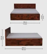 Pluton Sheesham Wood King Size Bed with Box Storage (Dark Brown Finish) - Image 2