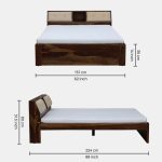 Wedohl Sheesham Wood Queen Size Bed In Scratch Resistant Rustic Teak Finish With Headboard Storage - Image 2