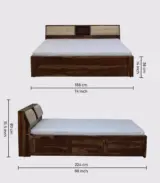 Wedolf Sheesham Wood King Size Bed with Box Storage (Rustic Teak Finish) - Image 9