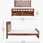 Alyano Sheesham Wood Queen Size Bed without Storage (Rustic Teak Finish) - Image 2