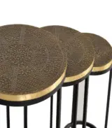 Orvia Brass Coated Top with Metal Base Coffee Table Set Of 3 End Table (Natural Finish) - Image 2