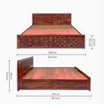 Jolieta Sheesham Wood Queen Size Bed with Hydraulic Box Storage (Honey Finish) - Image 2