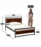 Hailri Sheesham Wood with Metal Frame Single Bed without Storage (Honey Oak Finish) - Image 3