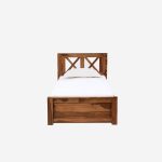 Kryss Sheesham Wood Single Bed in Scratch Resistant Rustic Teak Finish - Image 3