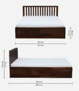 Eyva Sheesham Wood King Size Bed with Box Storage (Provincial Teak Finish) - Image 2