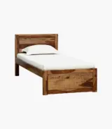 Newvo Sheesham Wood Single Bed without Storage (Rustic Teak Finish) - Image 3