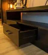Lucale Solid Mango Wood Floor Standing TV Unit (Mahogany Finish) - Image 3