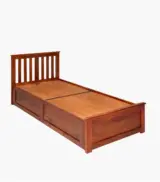 Sarko Solid Wood Single Bed with Box Storage (Honey Finish) - Image 3