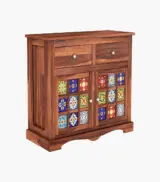 Roko Sheesham Wood Sideboard and Cabinet with Two Drawers (Honey Finish) - Image 3