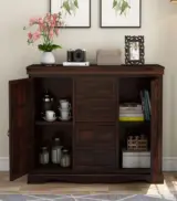 Embross Sheesham Wood Sideboard and Cabinet (Walnut Finish) - Image 3