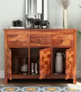 Morose Sheesham Wood Sideboard and Cabinet (Honey Finish) - Image 3