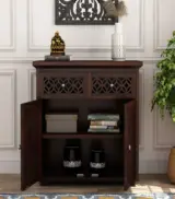 Clambrey Mini Sheesham wood Sideboard and Cabinet (Walnut Finish) - Image 3