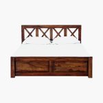 Kryss Sheesham Wood Queen Size Bed In Scratch Resistant Provincial Teak Finish With Drawer Storage - Image 3