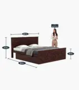 Flotingo Sheesham Wood Queen Size Bed with Drawer Storage (Walnut Finish) - Image 3