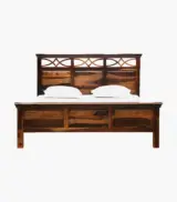 Donetask Sheesham Wood Queen Size Bed without Storage (Provincial Teak Finish) - Image 3