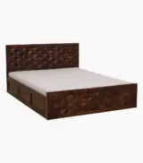 Bairon Sheesham Wood Queen Size Bed with Box Storage (Provincial Teak Finish) - Image 3
