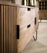 Passcal Solid Mango Wood Floor Standing TV Unit (Natural Finish) - Image 3