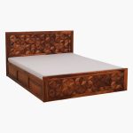 Bairon Sheesham Wood Queen Size Bed with Box Storage (Honey Oak Finish) - Image 2