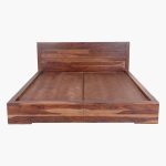 Osage Sheesham Wood Platform Queen Size Bed in Walnut Finish - Image 3
