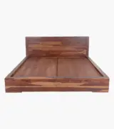 Saga Sheesham Wood Queen Size Bed without Storage (Natural Finish) - Image 3
