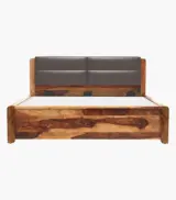 Ntopia Sheesham Wood Queen Size Bed with Hydraulic Box Storage (Natural Brown Finish) - Image 3
