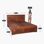 Woodrow Queen Size Bed with Hydraulic storage in Honey Colour - Image 2