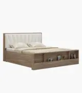 Cassendra Sheesham Wood Queen Size Bed with Hydraulic Box Storage (Bella White) - Image 3