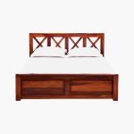 Kryss Sheesham Wood Queen Size Bed in Scratch Resistant Honey Oak Finish With Drawer Storage - Image 3