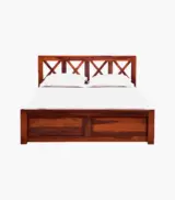 Krysys Sheesham Wood Queen Size Bed with Drawer Storage (Honey Oak Finish) - Image 3