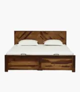 Furion Sheesham Wood Queen Size Bed with Hydraulic Box Storage (Provincial Teak Finish) - Image 3